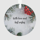 Met sneeuw bedekte dennen, Holly Berries, niet-fot Ornament (achterkant)