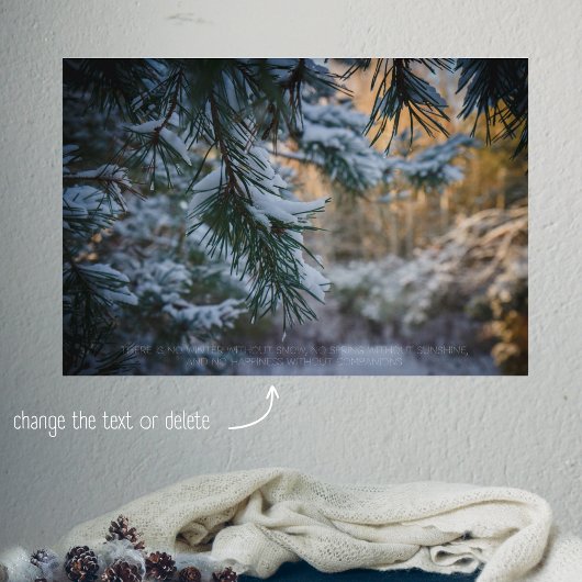 Met sneeuw bedekte dennenboom in het winterbos poster