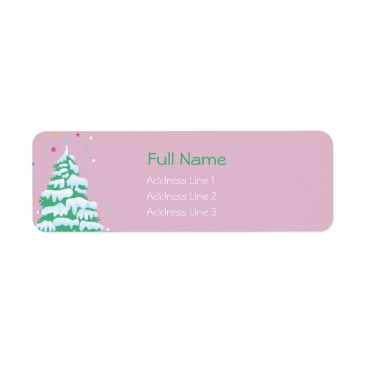 Met sneeuw bedekte kerstboom - kerstlabels etiket (Voorkant)