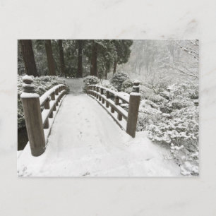 Met sneeuw bedekte maansbrug, Japanse Tuin Briefkaart