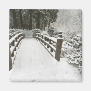 Met sneeuw bedekte maansbrug, Japanse Tuin Magneet