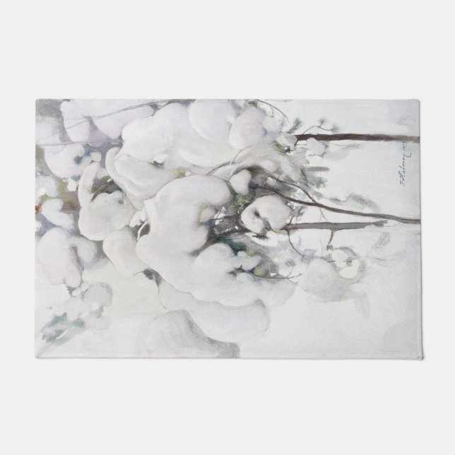 Met sneeuw bedekte pijnappels (van Pekka Halonen) Deurmat (Voorkant)