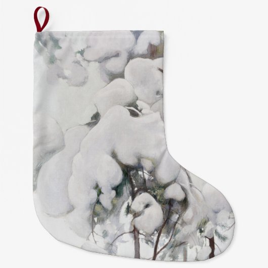 Met sneeuw bedekte pijnappels (van Pekka Halonen) Grote Kerstsok (Voorkant)