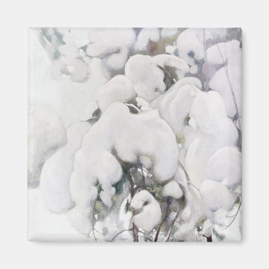 Met sneeuw bedekte pijnappels (van Pekka Halonen) Magneet (Voorkant)