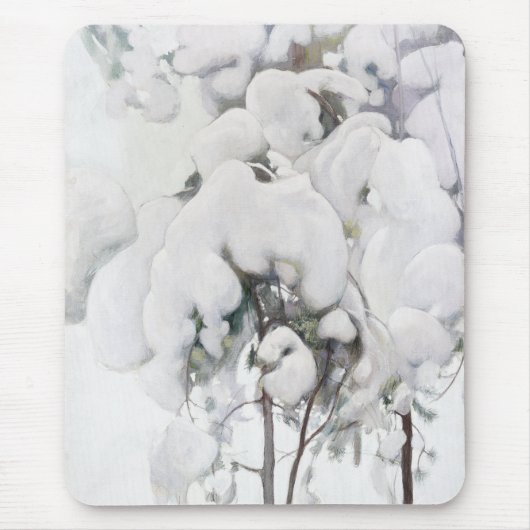 Met sneeuw bedekte pijnappels (van Pekka Halonen) Muismat (Voorkant)