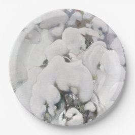 Met sneeuw bedekte pijnappels (van Pekka Halonen) Papieren Bordje