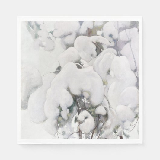 Met sneeuw bedekte pijnappels (van Pekka Halonen) Servet (Voorkant)