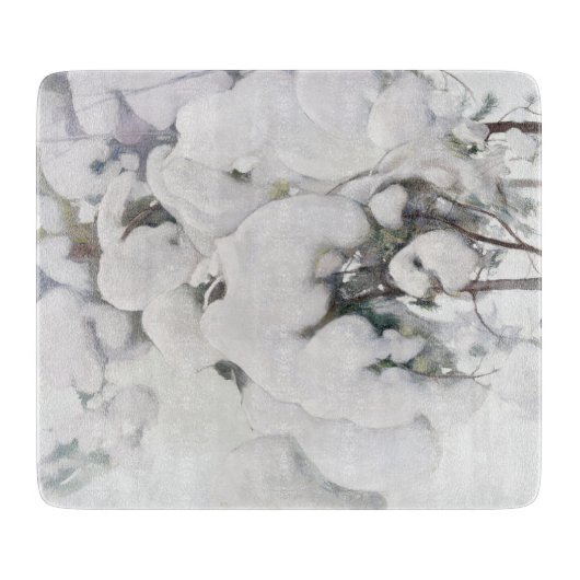 Met sneeuw bedekte pijnappels (van Pekka Halonen) Snijplank (Voorkant)