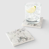 Met sneeuw bedekte pijnappels (van Pekka Halonen) Stenen Onderzetter (Zijkant)