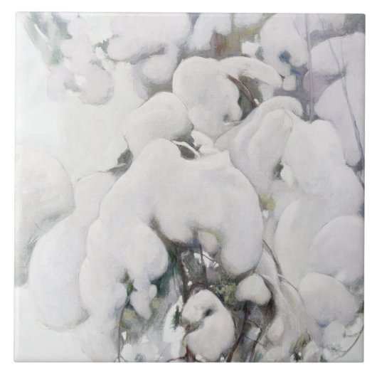 Met sneeuw bedekte pijnappels (van Pekka Halonen) Tegeltje (Voorkant)