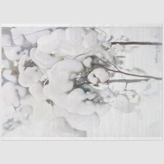 Met sneeuw bedekte pijnappels (van Pekka Halonen) Tissuepapier (Voorkant)