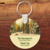 Met sneeuw bedekte pijnbomen Bedankt van het bos F Sleutelhanger (Voorkant)