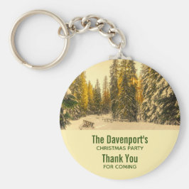 Met sneeuw bedekte pijnbomen Bedankt van het bos F Sleutelhanger