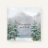 Met sneeuw bedekte pijnbomen bergen Sneeuwgeleider Notitieboek (Voorkant)