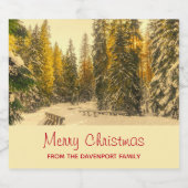 Met sneeuw bedekte pijnbomen bos Kerstmis foto's Bier Etiket (Enkel label)