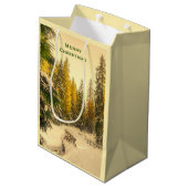 Met sneeuw bedekte pijnbomen bos Kerstmis foto's Medium Cadeauzakje (Achterkant Gekanteld)