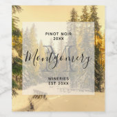 Met sneeuw bedekte pijnbomen Bosbos Wijnbereiding Wijn Etiket (Enkel label)