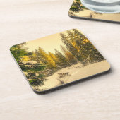 Met sneeuw bedekte pijnbomen Natuur Foto Bier Onderzetter (Linkerzijde)