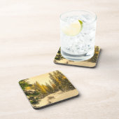 Met sneeuw bedekte pijnbomen Natuur Foto Bier Onderzetter (Rechterzijde)