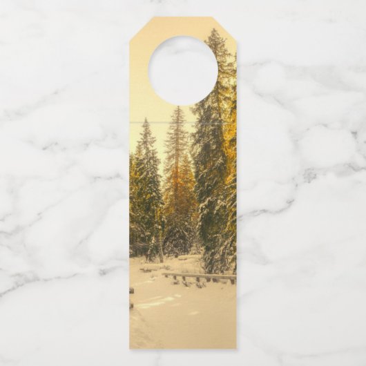 Met sneeuw bedekte pijnbomen Natuur Foto Flessenhanger (Achterkant)