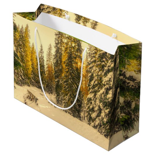 Met sneeuw bedekte pijnbomen Natuur Foto Groot Cadeauzakje (Achterkant Gekanteld)