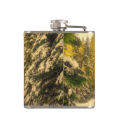 Met sneeuw bedekte pijnbomen Natuur Foto Heupfles (Achterkant)