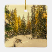 Met sneeuw bedekte pijnbomen Natuur Foto Keramisch Ornament (Achterkant)
