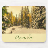 Met sneeuw bedekte pijnbomen Natuur Foto Muismat (Voorkant)