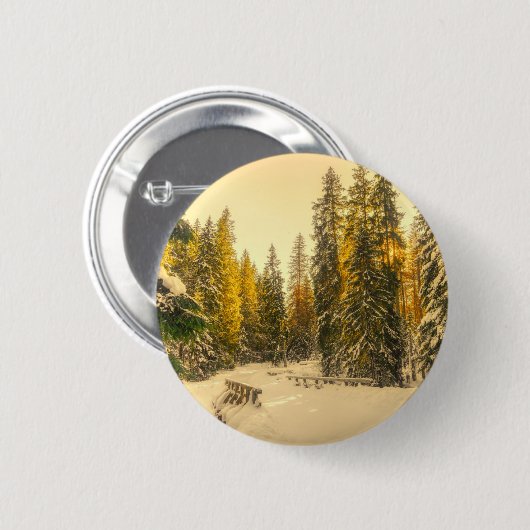 Met sneeuw bedekte pijnbomen Natuur Foto Ronde Button 5,7 Cm (Voorkant /achterkant)