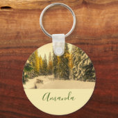 Met sneeuw bedekte pijnbomen Natuur Foto Sleutelhanger (Voorkant)