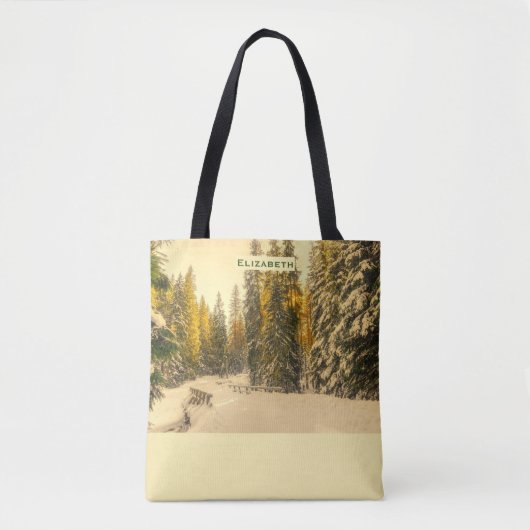 Met sneeuw bedekte pijnbomen Natuur Foto Tote Bag (Voorkant)