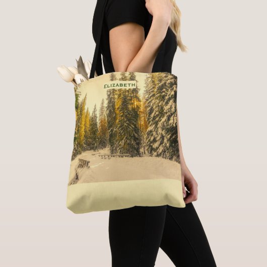 Met sneeuw bedekte pijnbomen Natuur Foto Tote Bag (Dichtbij)