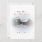 Met sneeuw bedekte rode Barn en Silo Prettige fees Feestdagenkaart (Voorkant)