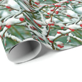 met sneeuw bedekte rode bessen, cadeaupapier (Rol Hoek)