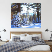 Met sneeuw bedekte rode dennenbomen in de High Sie Canvas Afdruk (Insitu (Slaapkamer))