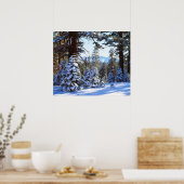Met sneeuw bedekte rode dennenbomen in de High Sie Poster (Keuken)