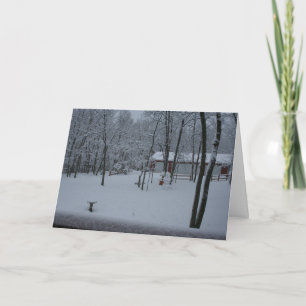 Met sneeuw bedekte tuin feestdagen kaart