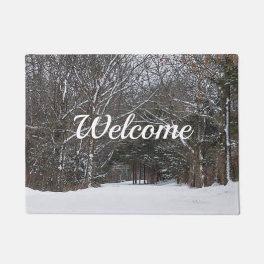 Met sneeuw bedekte wegwerppainterly Welkom Doormat Deurmat (Voorkant)