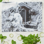 Met sneeuw beklede katoen in de tuinen theedoek (Gevouwen)