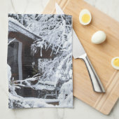 Met sneeuw beklede katoen in de tuinen theedoek (Quarter Fold)