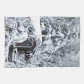 Met sneeuw beklede katoen in de tuinen theedoek (Horizontaal)