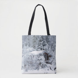 Met sneeuw beklede katoen in de tuinen tote bag