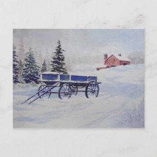 Met sneeuw beklede wagon - briefkaart