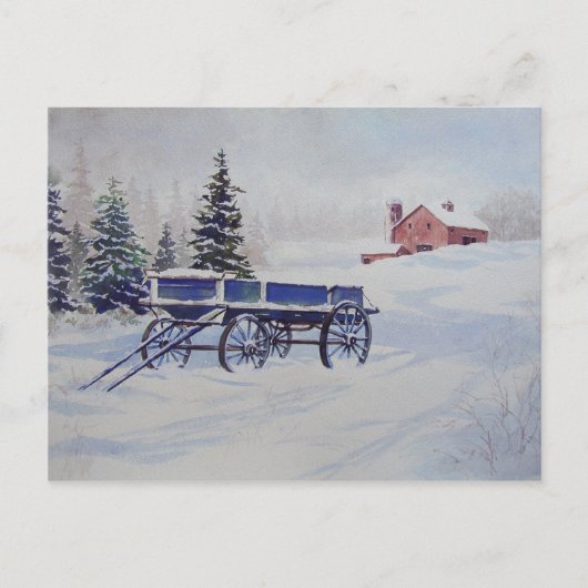 Met sneeuw beklede wagon - briefkaart (Voorkant)