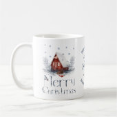 Met sneeuw bekleed feesthuis, sneeuw, vrolijk kers koffiemok (Links)