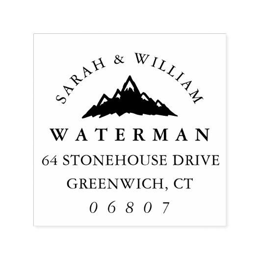 Met sneeuwgemak geplafonneerde bergpieken Retourad Zelfinktende Stempel (Design)