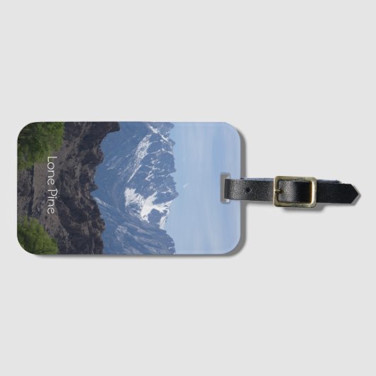 Met sneeuwgemap beklede bergen van de Lone Pine Bagagelabel (Voorkant (horizontaal))