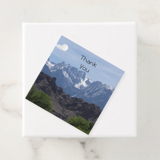 Met sneeuwgemap beklede bergen van de Lone Pine Bedankjes Labels (In situ)