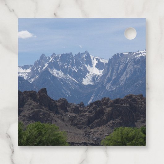 Met sneeuwgemap beklede bergen van de Lone Pine Bedankjes Labels (Achterkant)