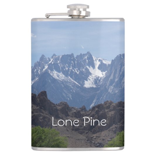 Met sneeuwgemap beklede bergen van de Lone Pine Heupfles (Voorkant)